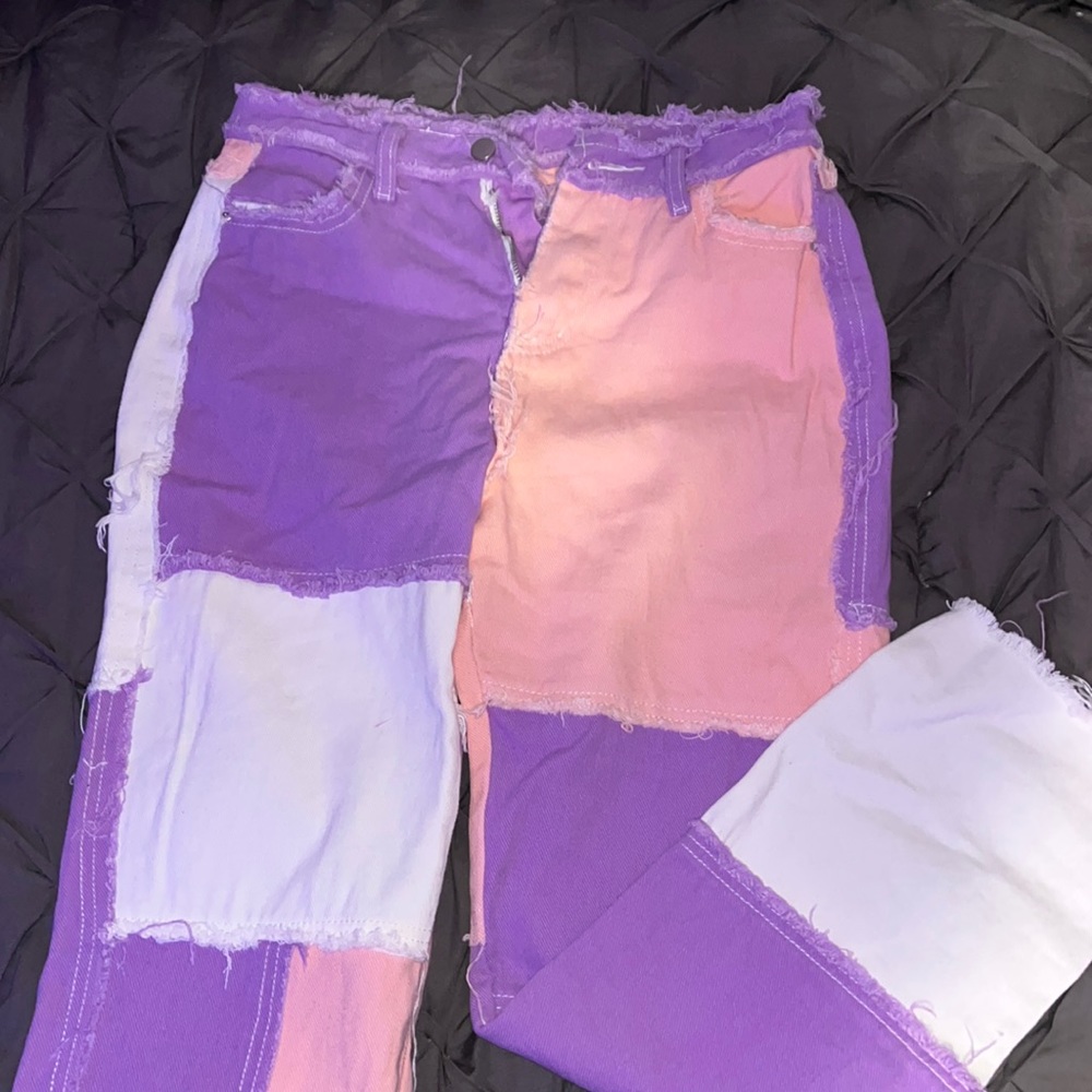 patchwork denim jeans, Size Large